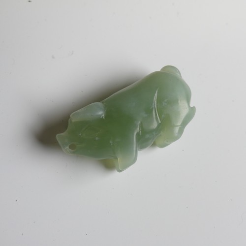 179 - A small quantity of Chinese Jade, to comprise a Tiger Jade recumbent Dog, 8cm x 5cm, together with a... 