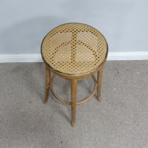 406 - A set of three Edwardian possibly beech cane seated bedroom Chairs, with turned spindle bar backs, W... 