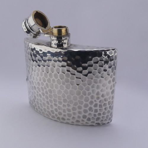 1 - Sampson Mordan; A Victorian silver Hip Flask, hallmarked London 1892, of convex rectangular form wit... 