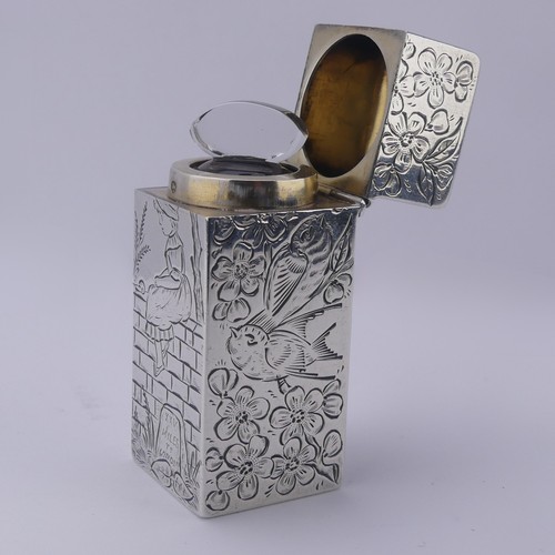 2 - Sampson Mordan; A Victorian silver Scent Bottle, hallmarked London 1890, of hinged rectangular form,... 