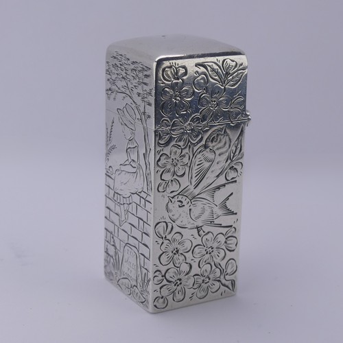 2 - Sampson Mordan; A Victorian silver Scent Bottle, hallmarked London 1890, of hinged rectangular form,... 