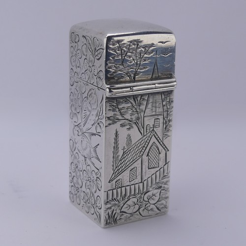 2 - Sampson Mordan; A Victorian silver Scent Bottle, hallmarked London 1890, of hinged rectangular form,... 