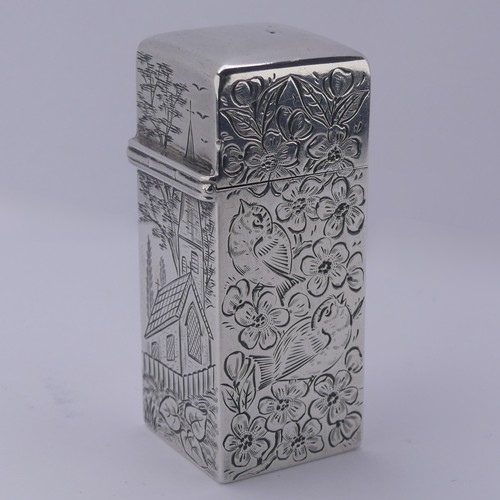 2 - Sampson Mordan; A Victorian silver Scent Bottle, hallmarked London 1890, of hinged rectangular form,... 