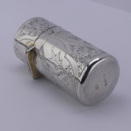 3 - Sampson Mordan; A Victorian silver Scent Bottle, hallmarked London 1882, of hinged cylindrical form,... 