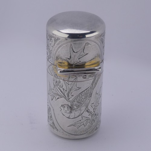 3 - Sampson Mordan; A Victorian silver Scent Bottle, hallmarked London 1882, of hinged cylindrical form,... 