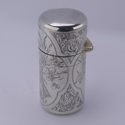 3 - Sampson Mordan; A Victorian silver Scent Bottle, hallmarked London 1882, of hinged cylindrical form,... 