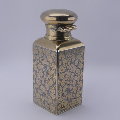 4 - Sampson Mordan; A Victorian silver gilt Scent Bottle, hallmarked London 1883, of rectangular form wi... 