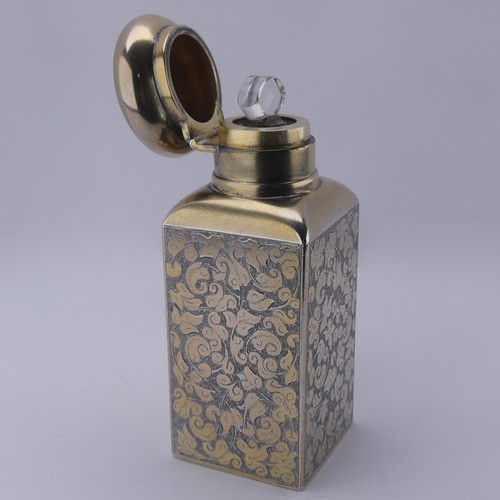 4 - Sampson Mordan; A Victorian silver gilt Scent Bottle, hallmarked London 1883, of rectangular form wi... 