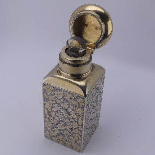 4 - Sampson Mordan; A Victorian silver gilt Scent Bottle, hallmarked London 1883, of rectangular form wi... 