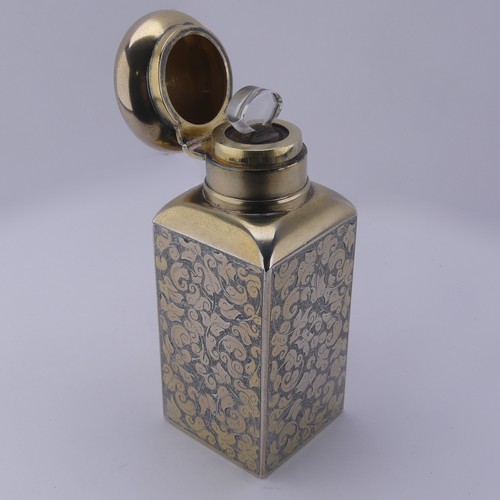 4 - Sampson Mordan; A Victorian silver gilt Scent Bottle, hallmarked London 1883, of rectangular form wi... 