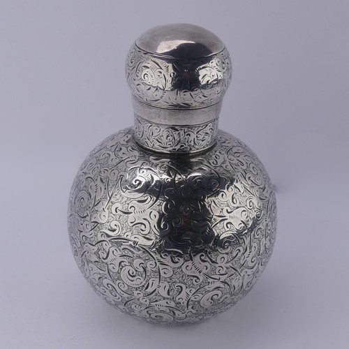 5 - Sampson Mordan; A Victorian silver Scent Bottle, hallmarked London 1884, of spherical form with foli... 