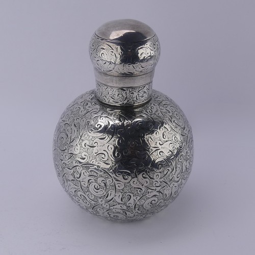 5 - Sampson Mordan; A Victorian silver Scent Bottle, hallmarked London 1884, of spherical form with foli... 