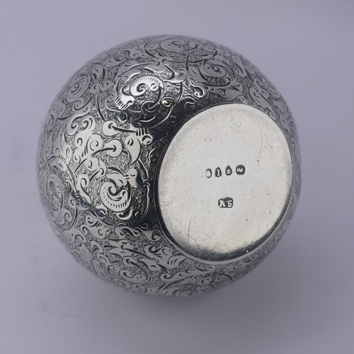 5 - Sampson Mordan; A Victorian silver Scent Bottle, hallmarked London 1884, of spherical form with foli... 