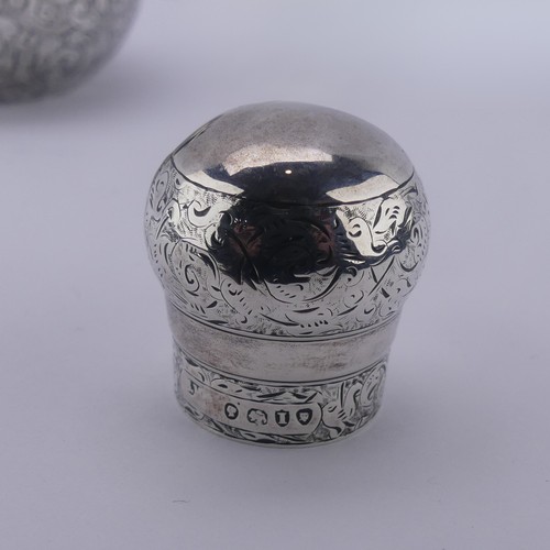 5 - Sampson Mordan; A Victorian silver Scent Bottle, hallmarked London 1884, of spherical form with foli... 