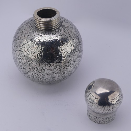 5 - Sampson Mordan; A Victorian silver Scent Bottle, hallmarked London 1884, of spherical form with foli... 