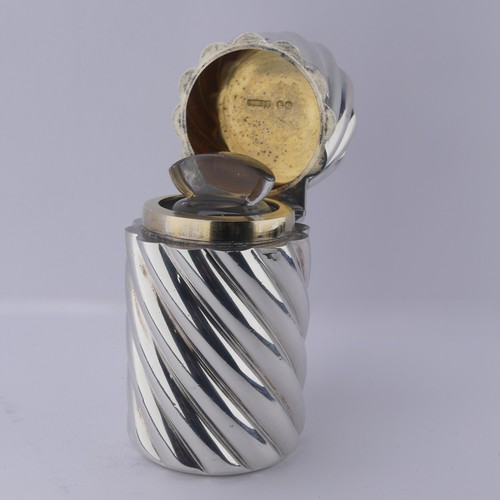 6 - Sampson Mordan; A Victorian silver Scent Bottle, hallmarked London 1890, of cylindrical form with sw... 