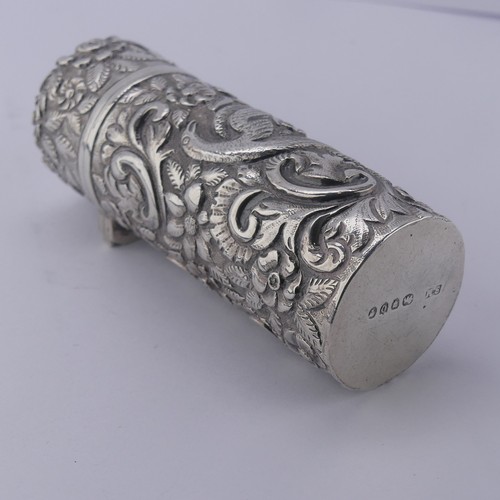 7 - Sampson Mordan; A Victorian silver Scent Bottle, hallmarked London 1890, of cylindrical form de... 