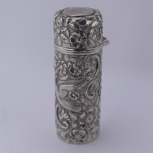 7 - Sampson Mordan; A Victorian silver Scent Bottle, hallmarked London 1890, of cylindrical form de... 