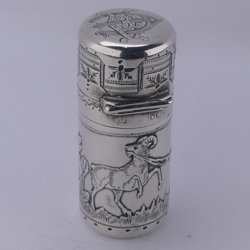 11 - Sampson Mordan; A Victorian silver Scent Bottle, hallmarked London 1881, decorated with a boy t... 