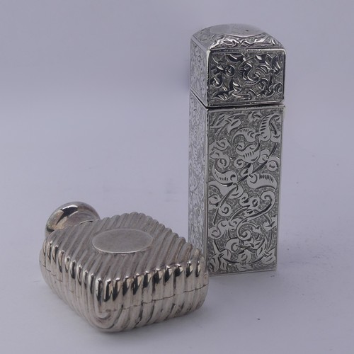 12 - Sampson Mordan; A Victorian silver Scent Bottle, hallmarked London 1892, of rectangular form with fo... 