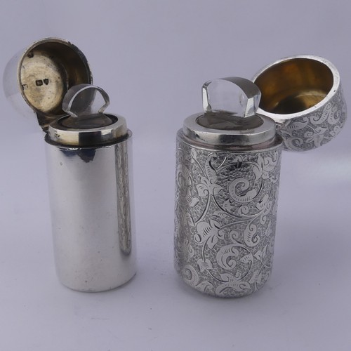 13 - Sampson Mordan; A Victorian silver Scent Bottle, hallmarked London, 1892, of plain cylindrical ... 