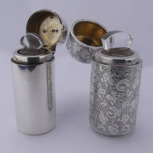 13 - Sampson Mordan; A Victorian silver Scent Bottle, hallmarked London, 1892, of plain cylindrical ... 