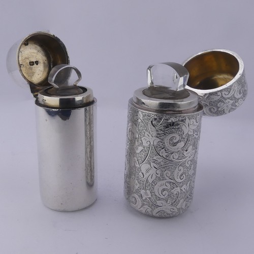 13 - Sampson Mordan; A Victorian silver Scent Bottle, hallmarked London, 1892, of plain cylindrical ... 