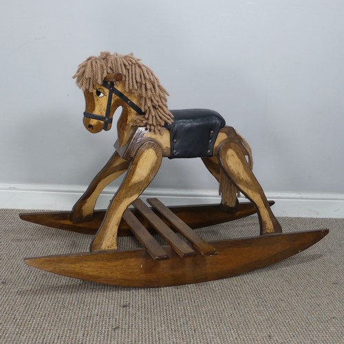 154 - A vintage scratch built Rocking Horse, 96cm long.