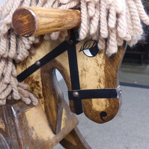 154 - A vintage scratch built Rocking Horse, 96cm long.