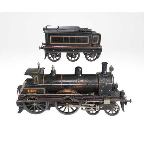 106 - Rare Schoenner gauge 3, live steam, Black Prince 4-4-0 locomotive and six wheel tender, circa 1905, ... 