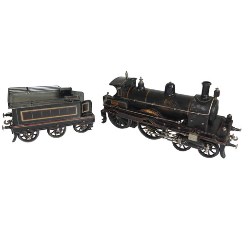 106 - Rare Schoenner gauge 3, live steam, Black Prince 4-4-0 locomotive and six wheel tender, circa 1905, ... 