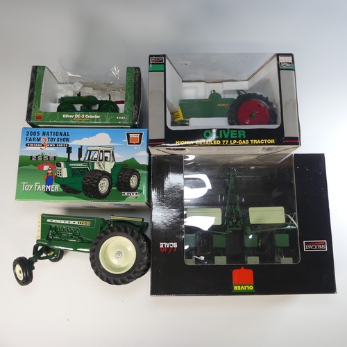 123 - A Speccast Oliver 77 LP-Gas Tractor 1/16 scale in original box,  together with a Speccast 540 row pl... 