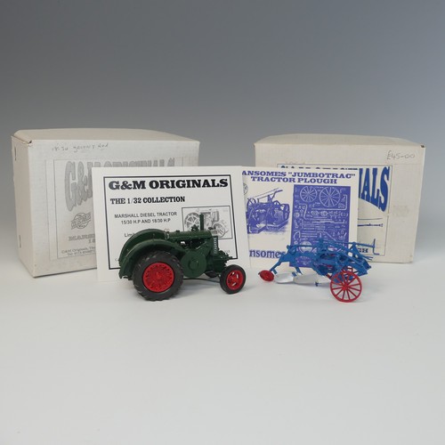 127 - A G&M Tractor Limited edition Marshall Diesel Tractor 1:32  in green with red wheels and black f... 