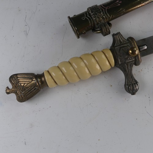 210 - A German Third Reich Kriegsmarine Naval Officer's Dagger by E. & F. Horster, Solingen, plated bl... 