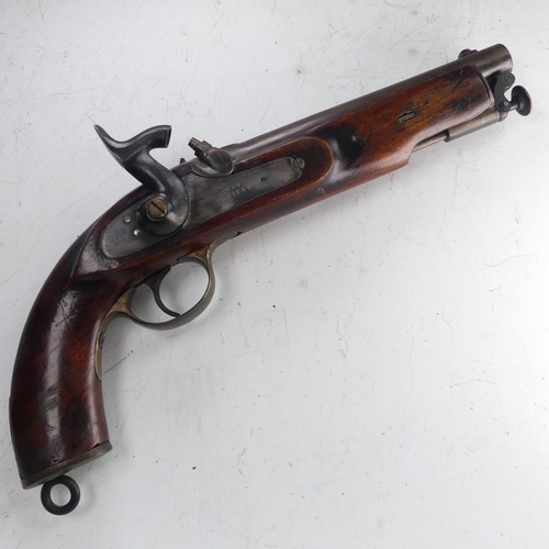 214 - A 19th century 'Enfield' percussion cap service Pistol, with walnut stock, 8 inch steel barrel, stee... 