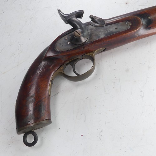 214 - A 19th century 'Enfield' percussion cap service Pistol, with walnut stock, 8 inch steel barrel, stee... 