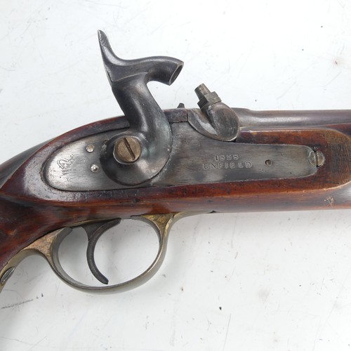 214 - A 19th century 'Enfield' percussion cap service Pistol, with walnut stock, 8 inch steel barrel, stee... 