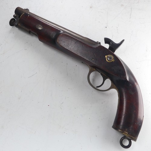 214 - A 19th century 'Enfield' percussion cap service Pistol, with walnut stock, 8 inch steel barrel, stee... 