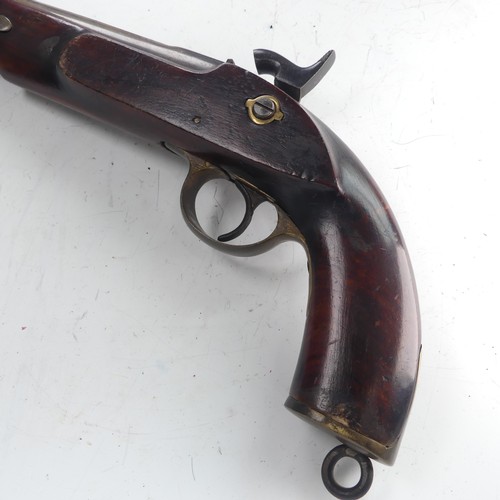 214 - A 19th century 'Enfield' percussion cap service Pistol, with walnut stock, 8 inch steel barrel, stee... 