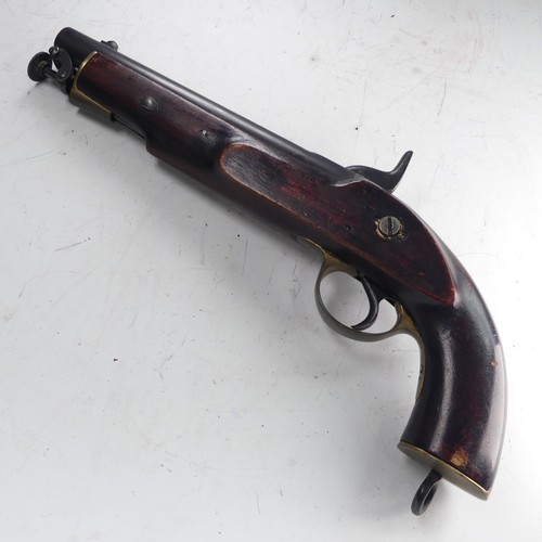 215 - A 19th century 'Enfield' percussion cap service Pistol, with walnut stock, 8 inch steel barrel, stee... 