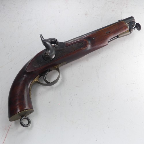 215 - A 19th century 'Enfield' percussion cap service Pistol, with walnut stock, 8 inch steel barrel, stee... 