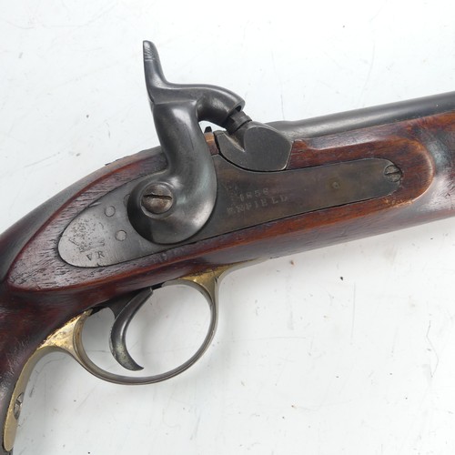 215 - A 19th century 'Enfield' percussion cap service Pistol, with walnut stock, 8 inch steel barrel, stee... 