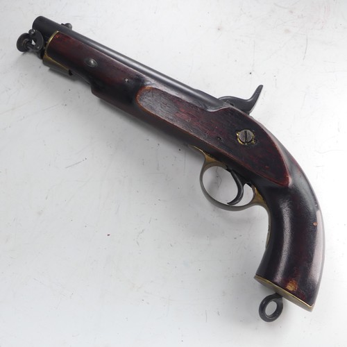 215 - A 19th century 'Enfield' percussion cap service Pistol, with walnut stock, 8 inch steel barrel, stee... 