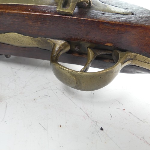 217 - A 19th century flintlock 'knee' Blunderbuss, 11 inch engraved steel barrel flared to the muzzle, ste... 