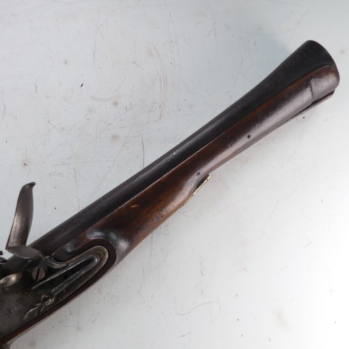 217 - A 19th century flintlock 'knee' Blunderbuss, 11 inch engraved steel barrel flared to the muzzle, ste... 