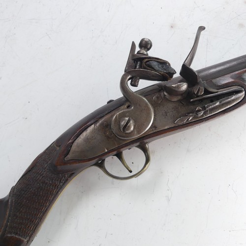 217 - A 19th century flintlock 'knee' Blunderbuss, 11 inch engraved steel barrel flared to the muzzle, ste... 