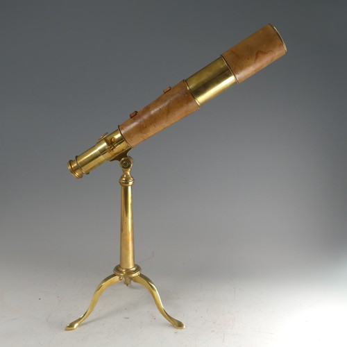 218 - A British Army issue three draw brass Telescope, by Broadhurst Clarkson & Co, with brown leather... 