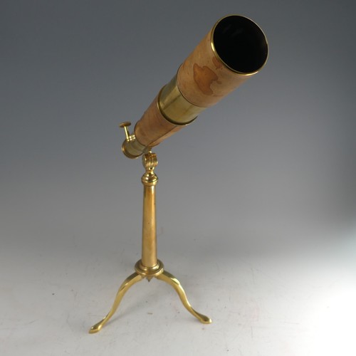 218 - A British Army issue three draw brass Telescope, by Broadhurst Clarkson & Co, with brown leather... 