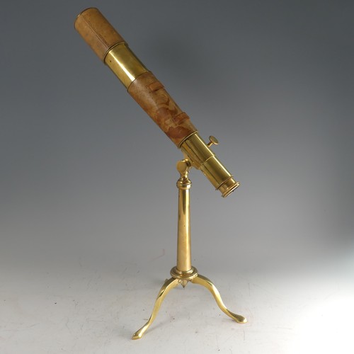 218 - A British Army issue three draw brass Telescope, by Broadhurst Clarkson & Co, with brown leather... 