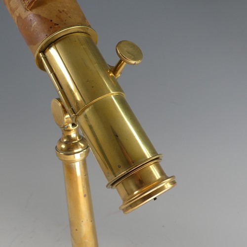 218 - A British Army issue three draw brass Telescope, by Broadhurst Clarkson & Co, with brown leather... 